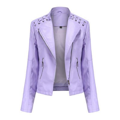 Slim Thin Leather Jacket - Image 7