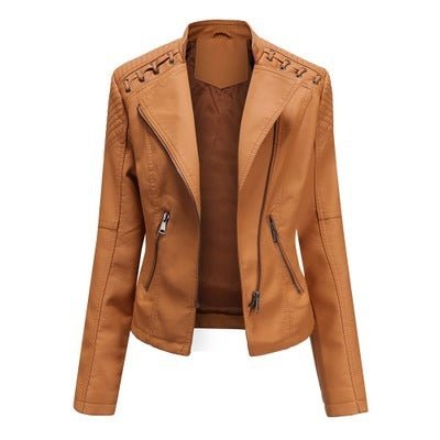 Slim Thin Leather Jacket - Image 2