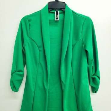 Shirred 3/4 Sleeve Elegant Blazer (Kelly Green)