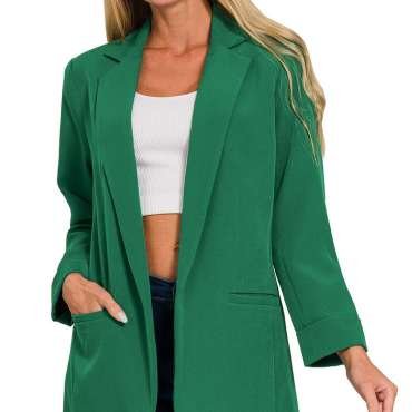 Kelly Green Shawl Lapel Blazer (Plus Size_