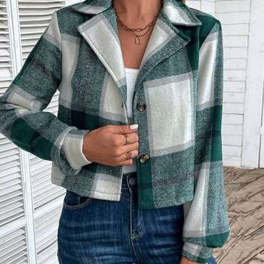 Short Plaid Vintage Lapel Cardigan Coat