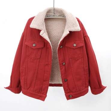 Women's Lamb Wool Thickened Velvet Denim Jacket