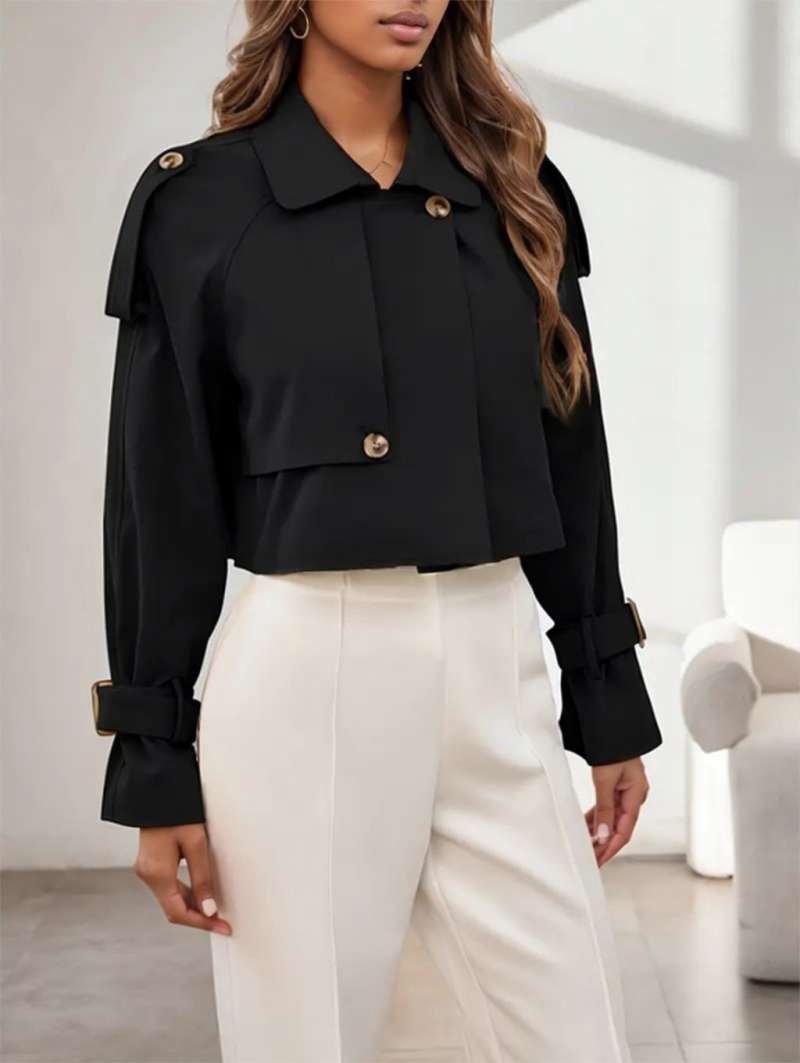 Long-Sleeve Non-Padded Short Jacket - Image 3