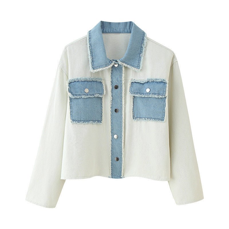 Knitted Stitching Denim Cardigan Jacket