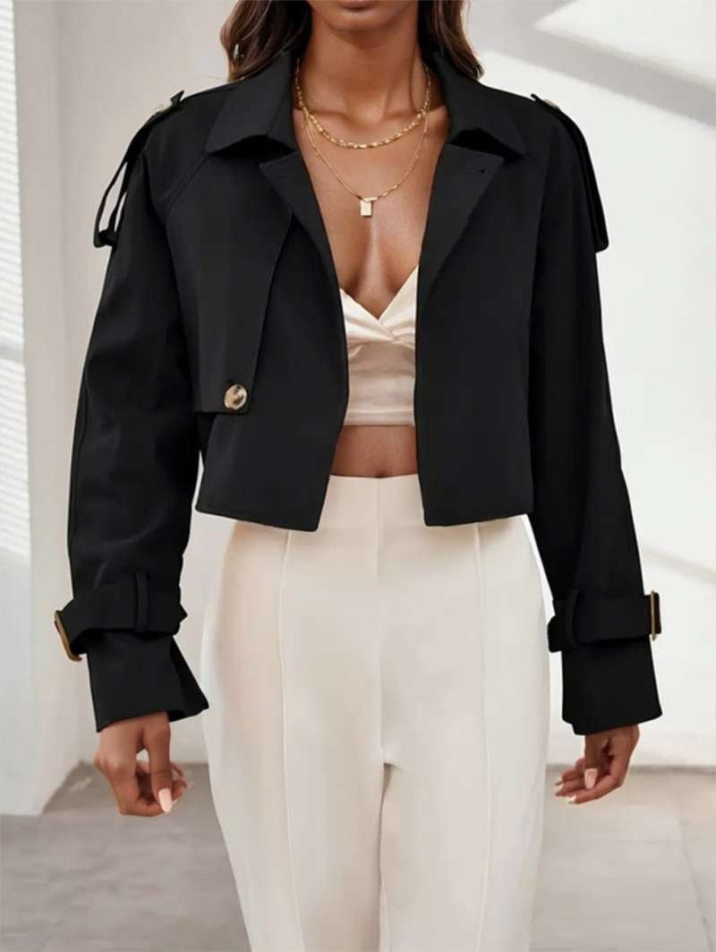 Long-Sleeve Non-Padded Short Jacket - Image 7