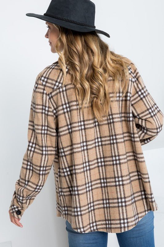 Plaid Flannel Button Down Plus Shacket - Image 2