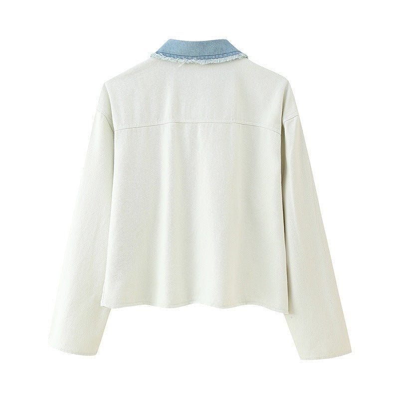 Knitted Stitching Denim Cardigan Jacket - Image 4