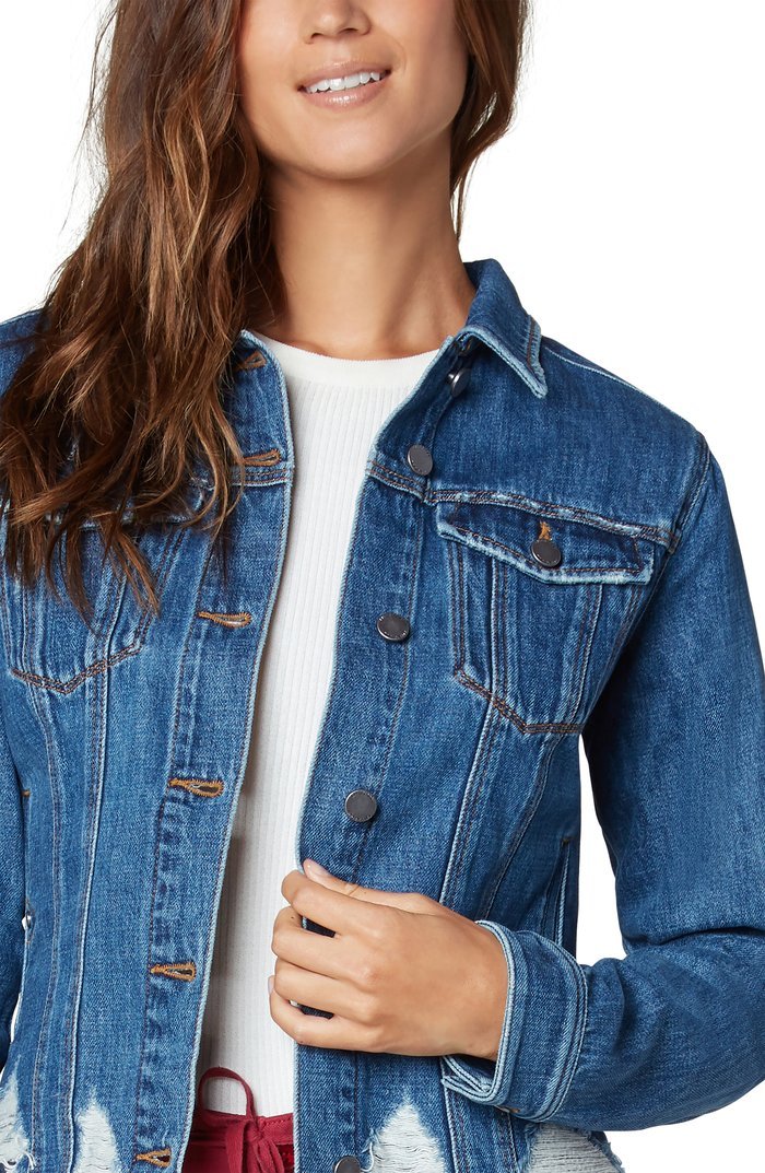 Liverpool Classic Denim Jacket with Shredded Hem (Winnette) - Image 2