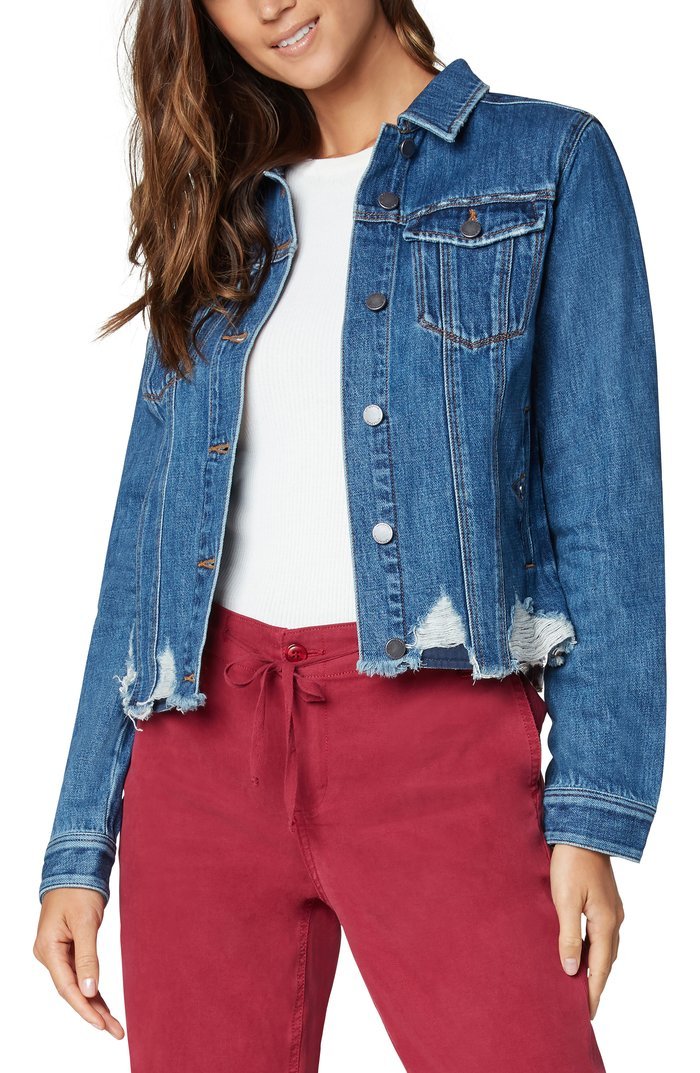 Liverpool Classic Denim Jacket with Shredded Hem (Winnette)