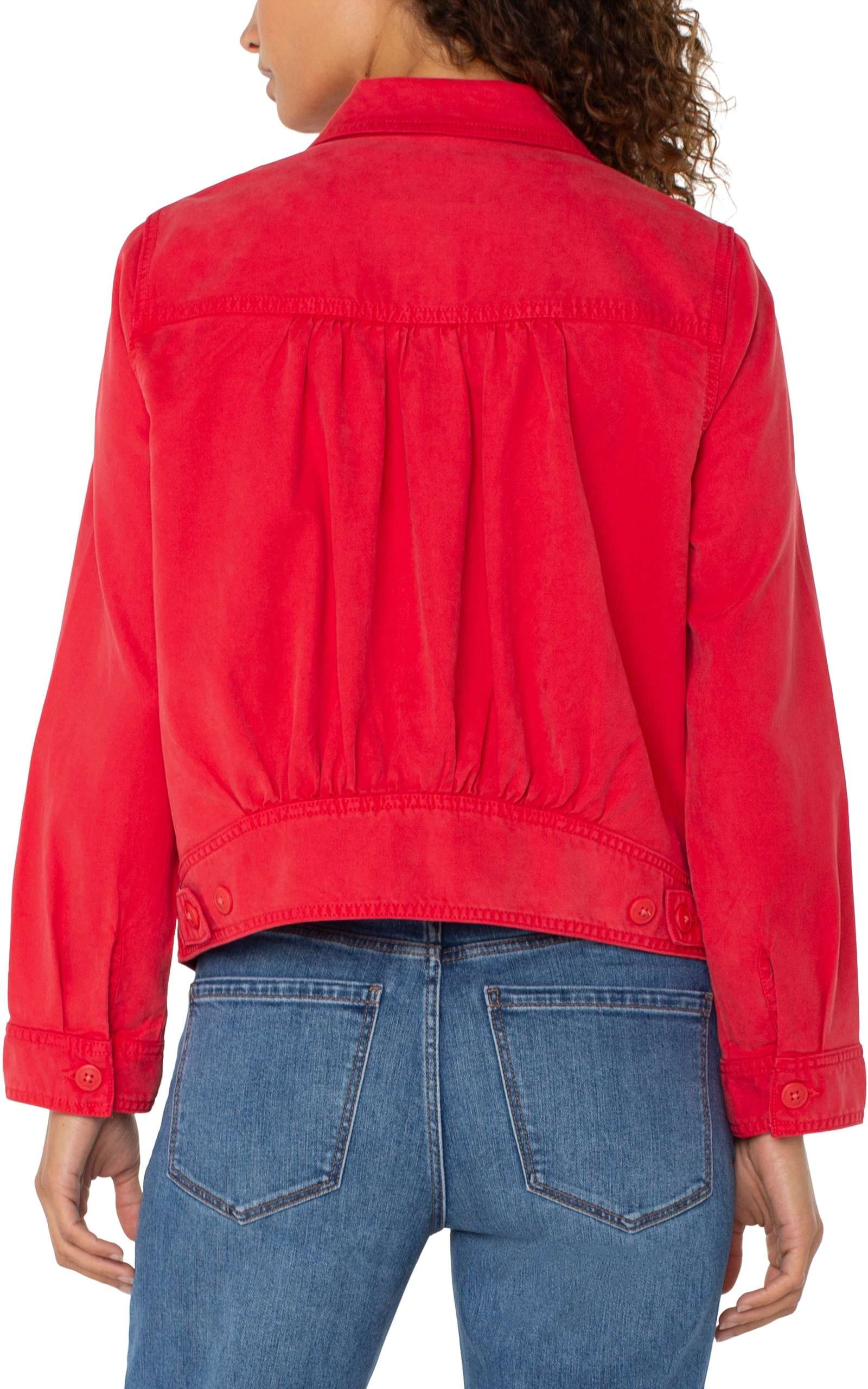 Liverpool Trucker Jacket with Shirred Back (Geranium) - Image 2