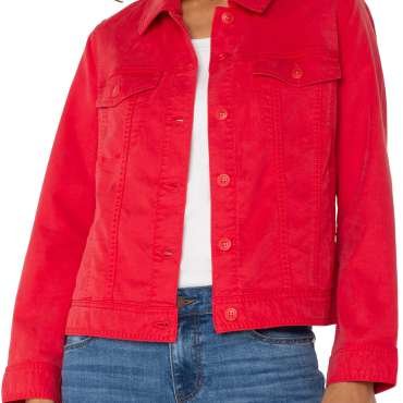 Liverpool Trucker Jacket with Shirred Back (Geranium)