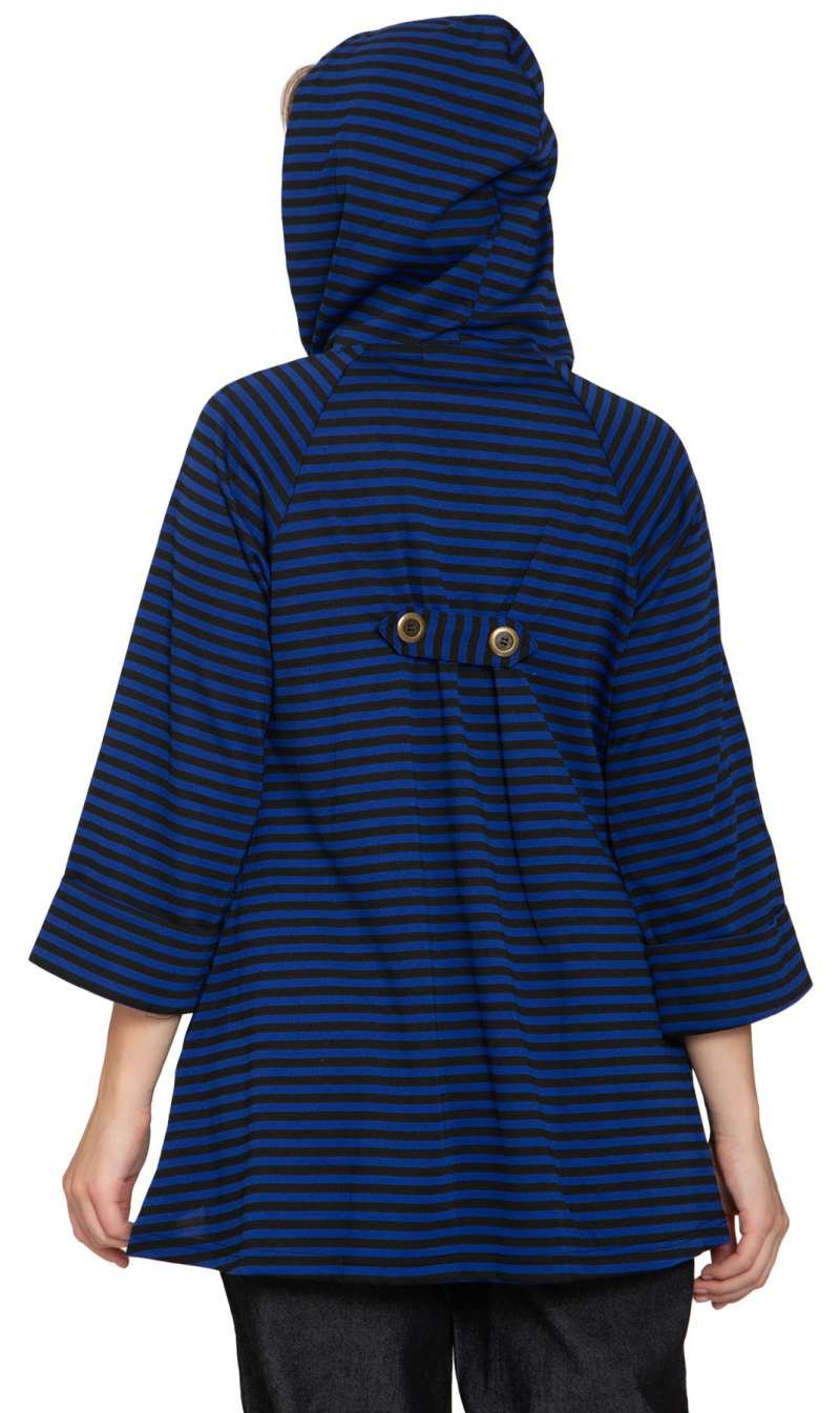 Women's Striped Zip Front High Low Hooded Jacket - Image 4