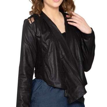 Women's Faux Suede Lace Back Crop Jacket