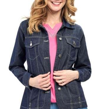 Women's Button Front Classic Denim Jacket with front pocket