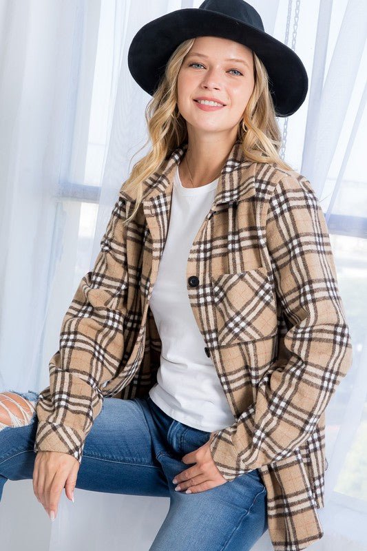 Plaid Flannel Button Down Plus Shacket - Image 3