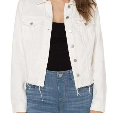 Liverpool Denim Jacket with Shredded Hem (Prairie White)