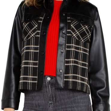 Liverpool Shirt Jacket w/ Blocking (Black Oatmeal Windowpane)