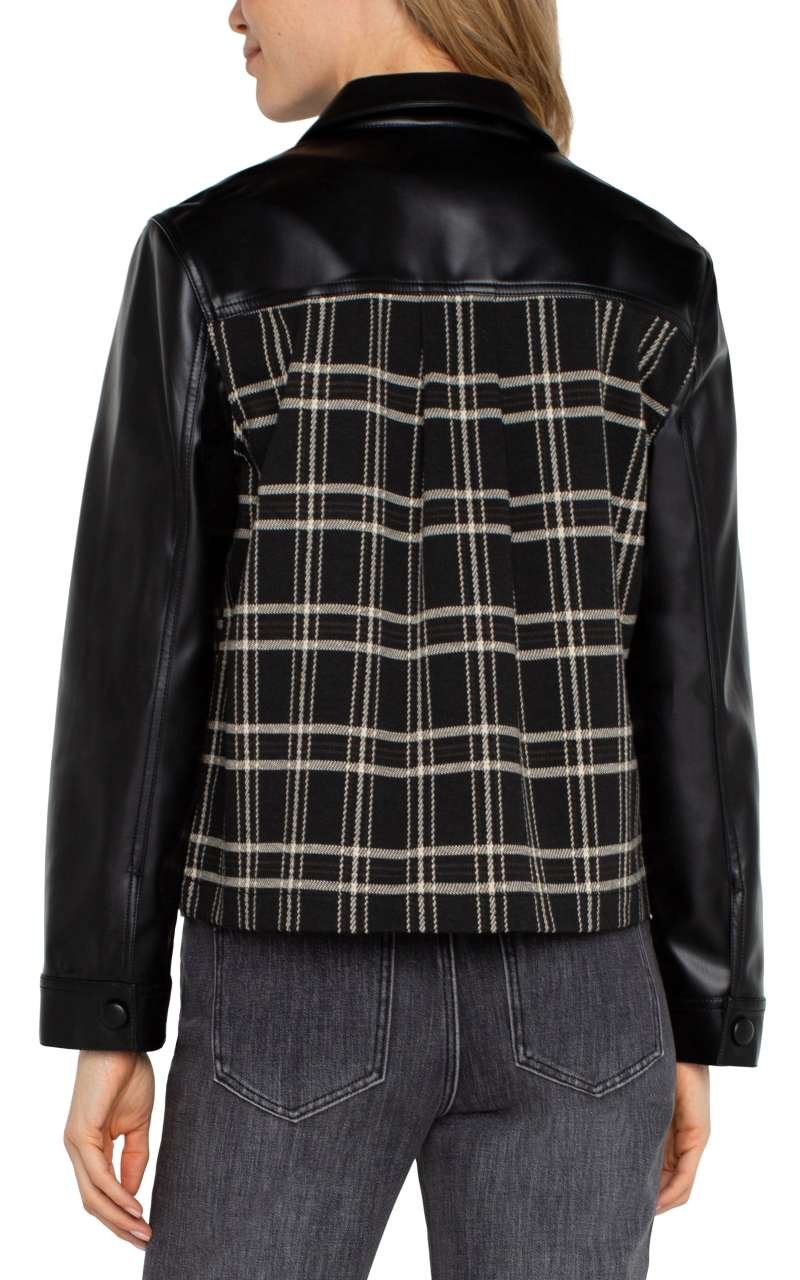Liverpool Shirt Jacket w/ Blocking (Black Oatmeal Windowpane) - Image 3