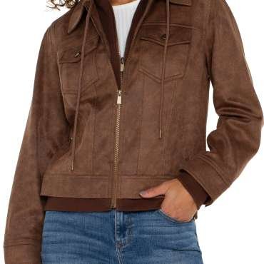 Liverpool Zip Up Trucker Jacket w/ Removeable Hood (Vintage Umber)