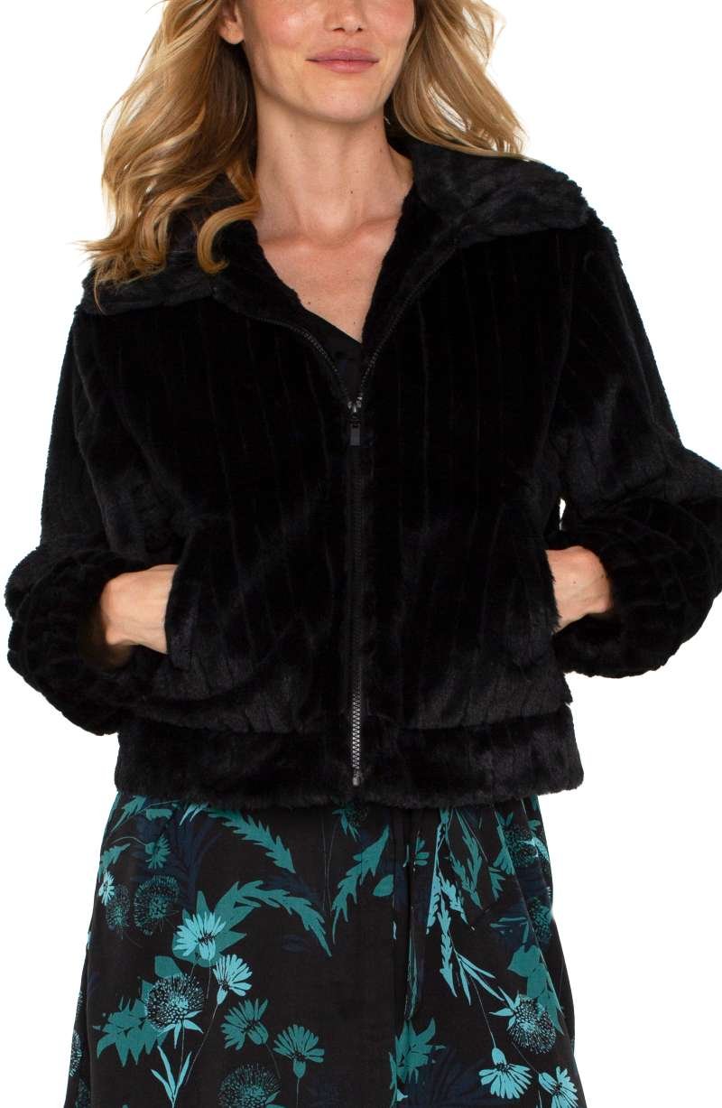 Liverpool Zip Up Fur Jacket (Black) - Image 4