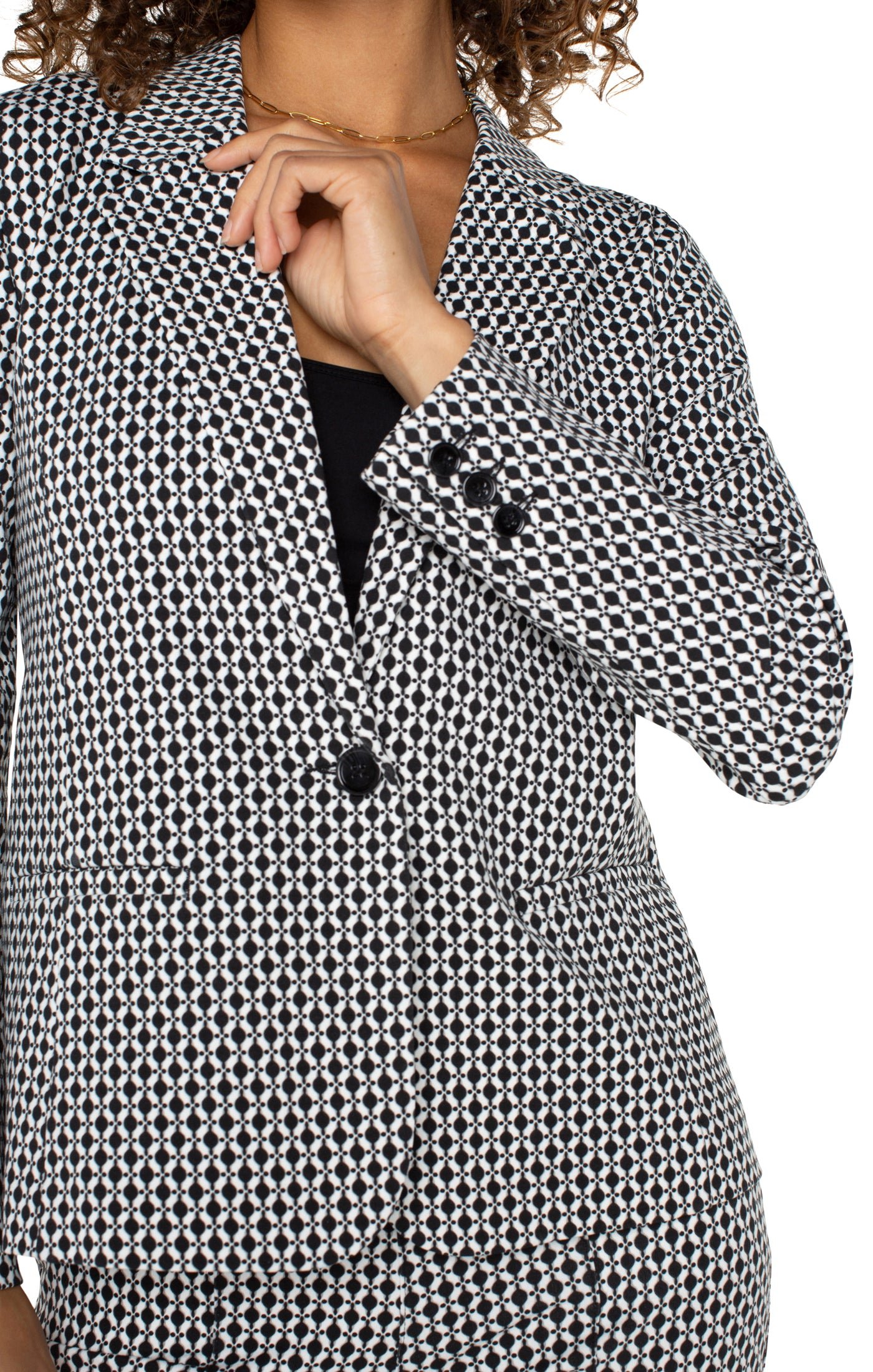 Liverpool Fitted Blazer (Black White Batik) - Image 4